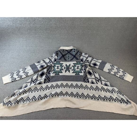 Pink Republic Cardigan Sweater Western Aztec Design Knit Open Waterfall Sz Large - Picture 4 of 10
